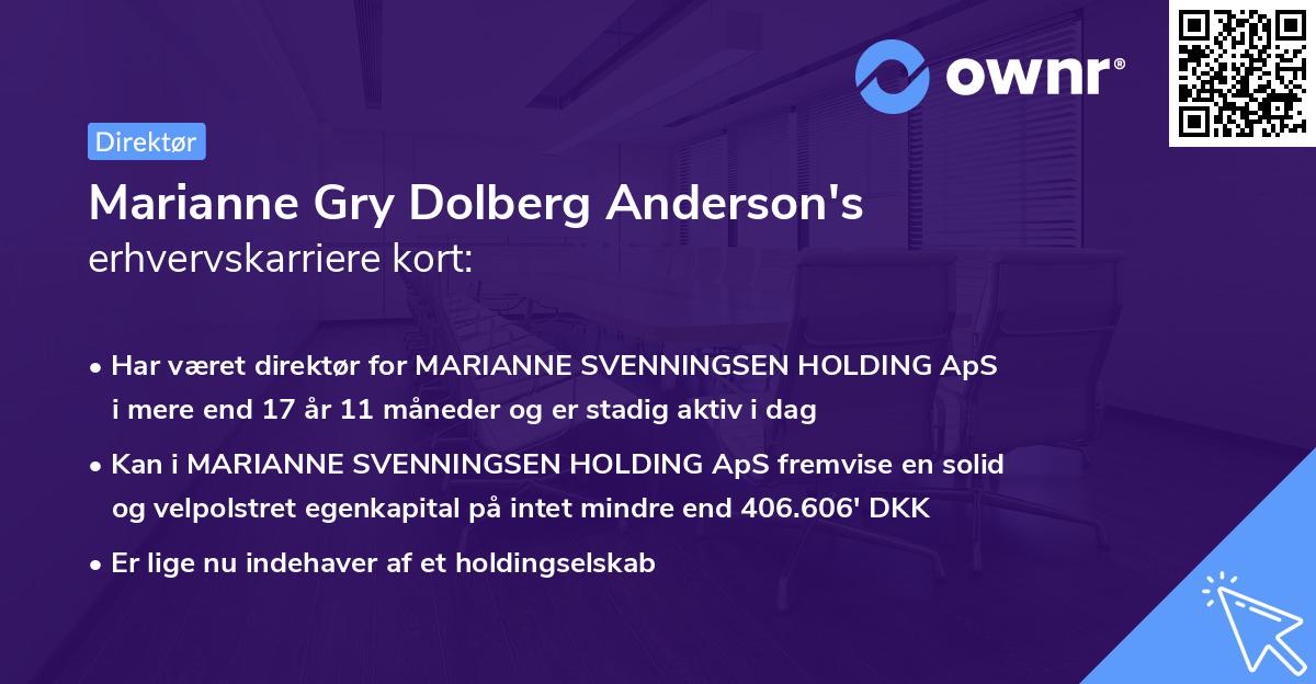 Marianne Gry Dolberg Anderson's erhvervskarriere kort