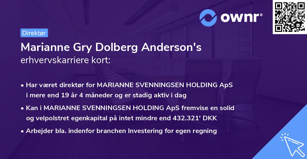 Marianne Gry Dolberg Anderson's erhvervskarriere kort