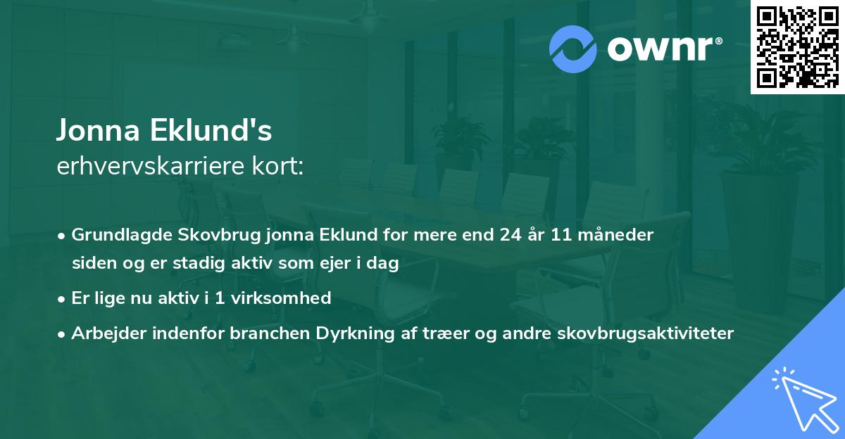 Jonna Eklund's erhvervskarriere kort