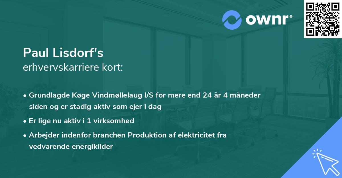 Paul Lisdorf's erhvervskarriere kort