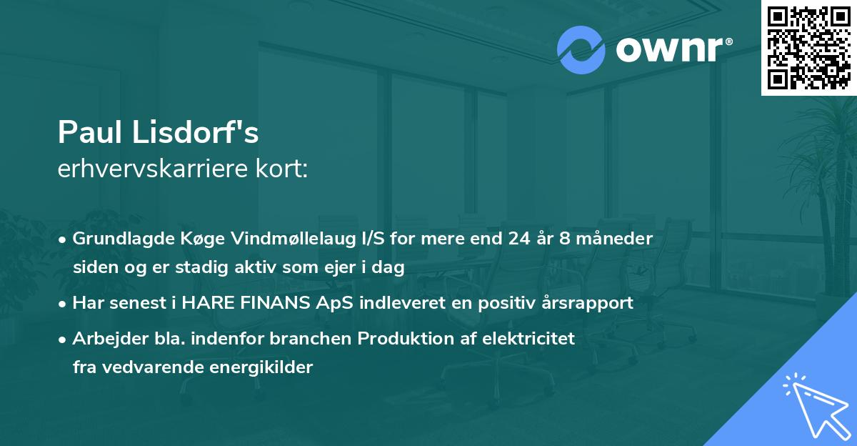 Paul Lisdorf's erhvervskarriere kort
