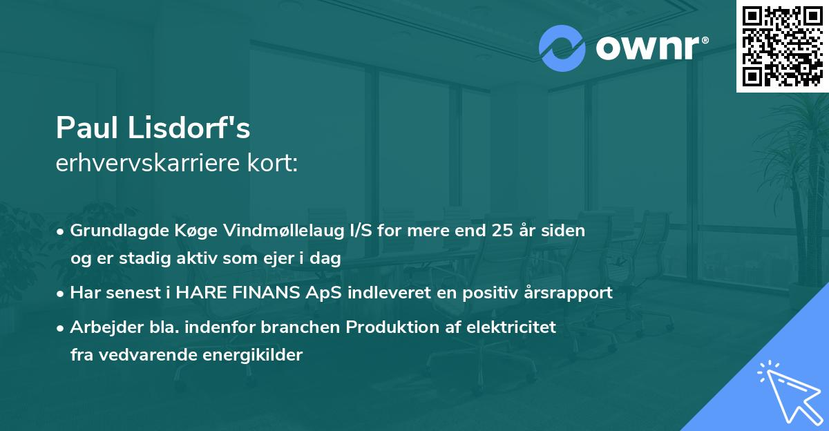 Paul Lisdorf's erhvervskarriere kort