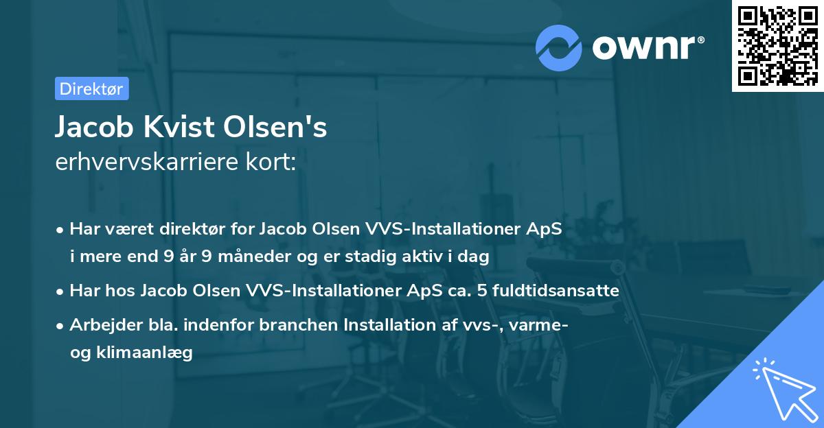 Jacob Kvist Olsen's erhvervskarriere kort