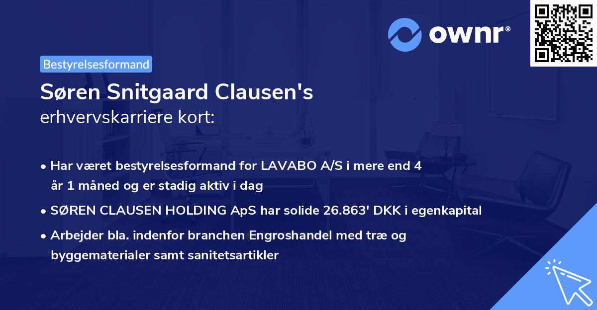 Søren Snitgaard Clausen's erhvervskarriere kort