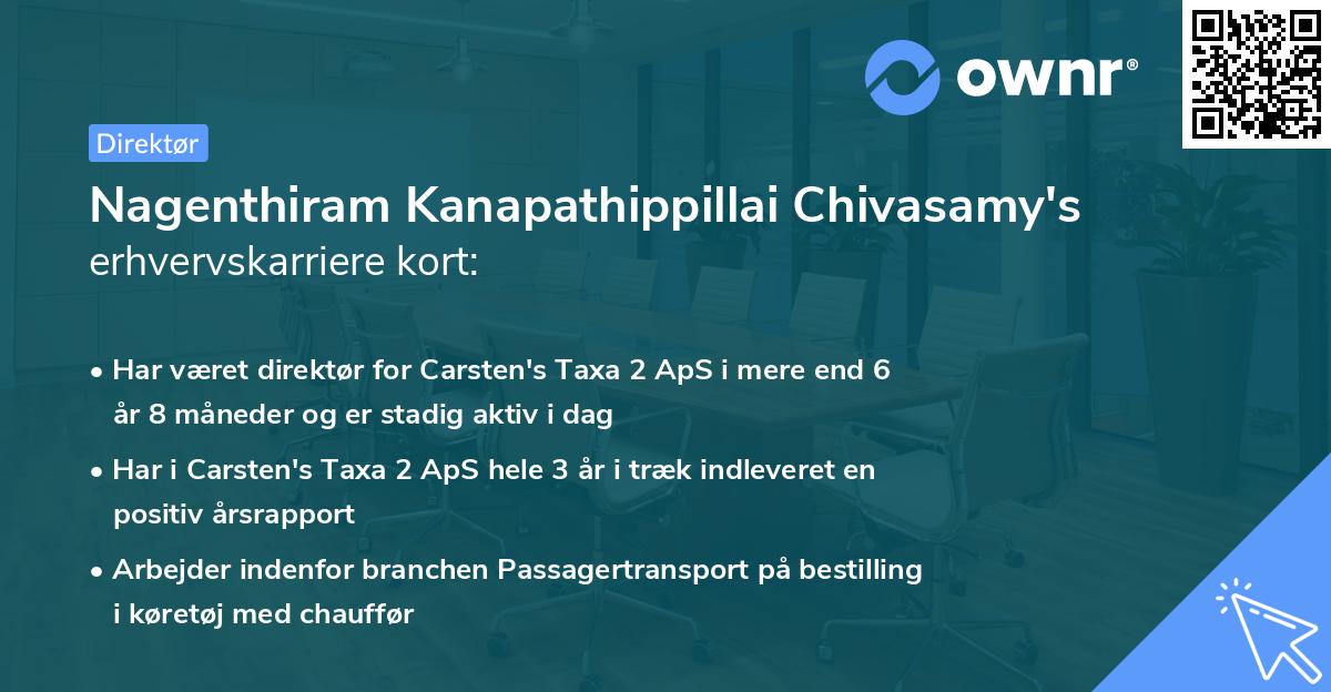Nagenthiram Kanapathippillai Chivasamy's erhvervskarriere kort