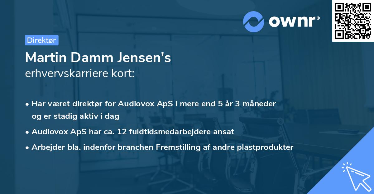 Martin Damm Jensen's erhvervskarriere kort