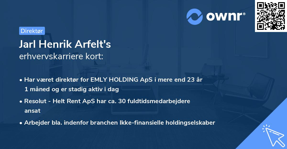 Jarl Henrik Arfelt's erhvervskarriere kort
