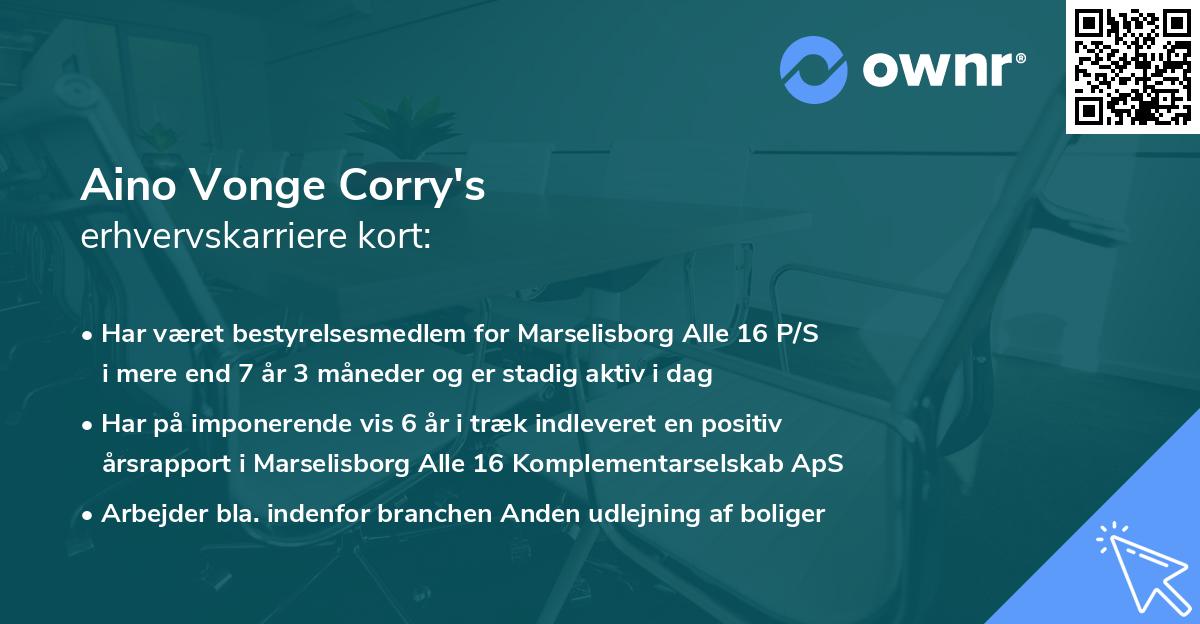 Aino Vonge Corry's erhvervskarriere kort