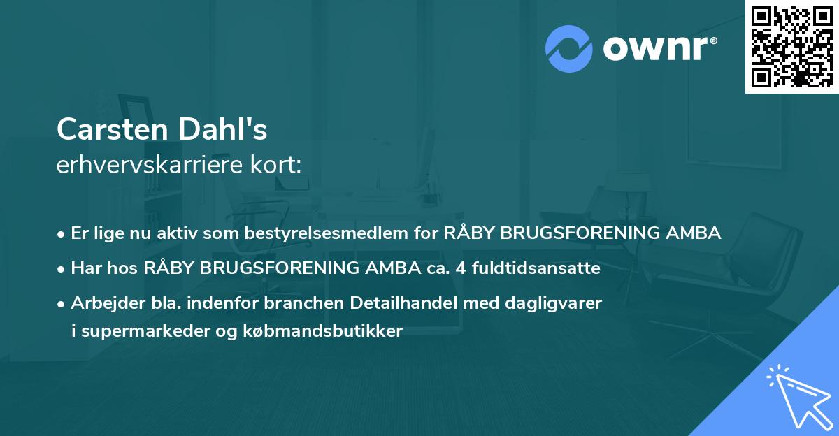 Carsten Dahl's erhvervskarriere kort