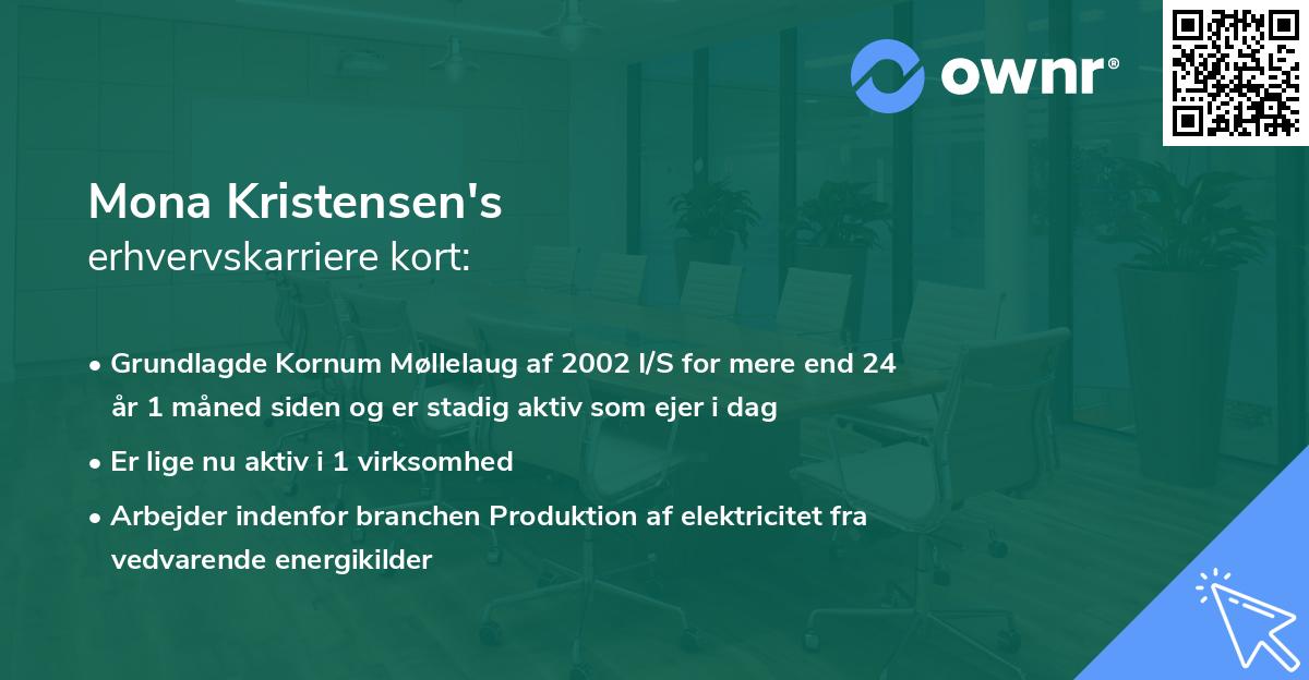 Mona Kristensen's erhvervskarriere kort