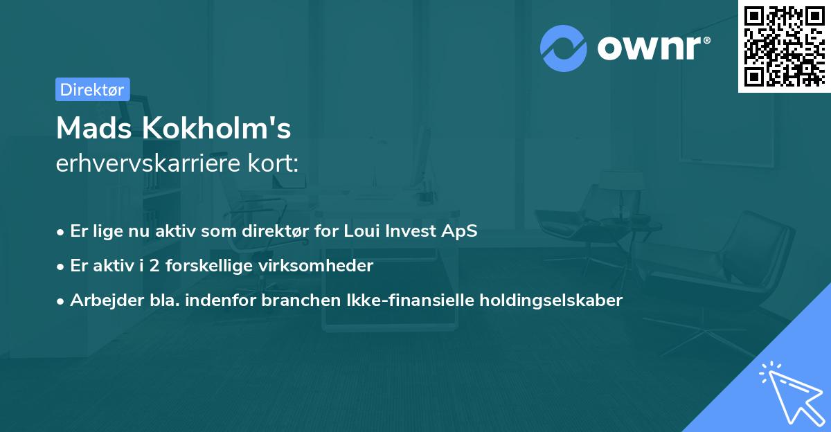 Mads Kokholm's erhvervskarriere kort