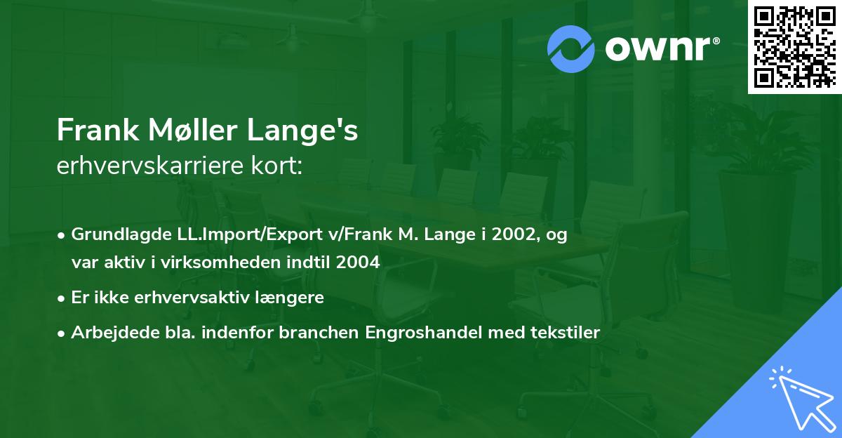 Frank Møller Lange's erhvervskarriere kort