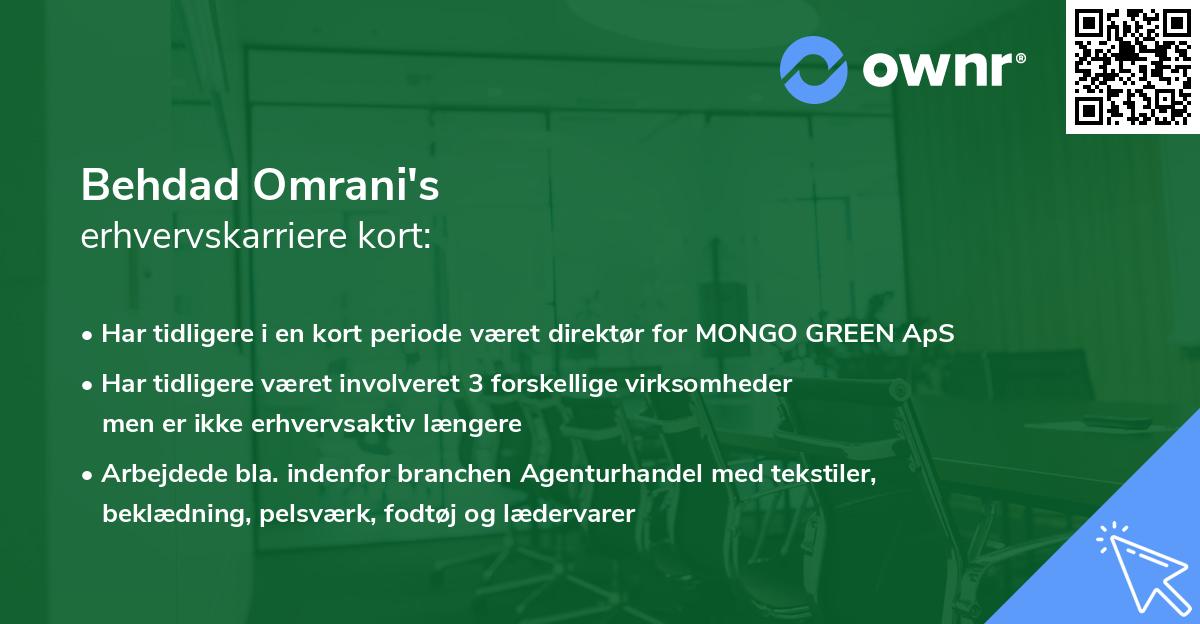 Behdad Omrani's erhvervskarriere kort