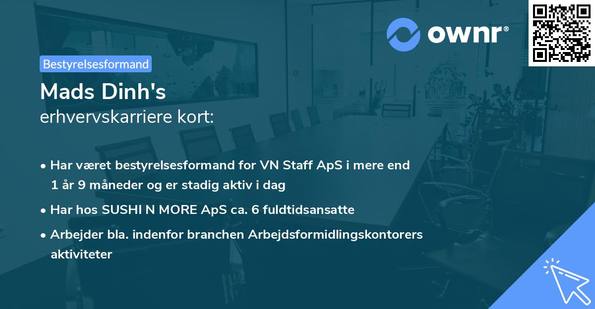 Mads Dinh's erhvervskarriere kort