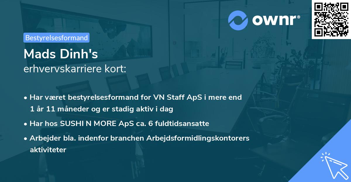 Mads Dinh's erhvervskarriere kort