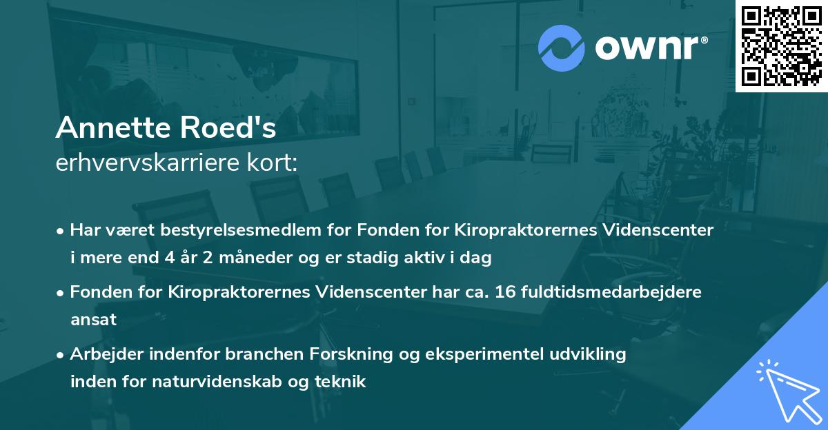 Annette Roed's erhvervskarriere kort