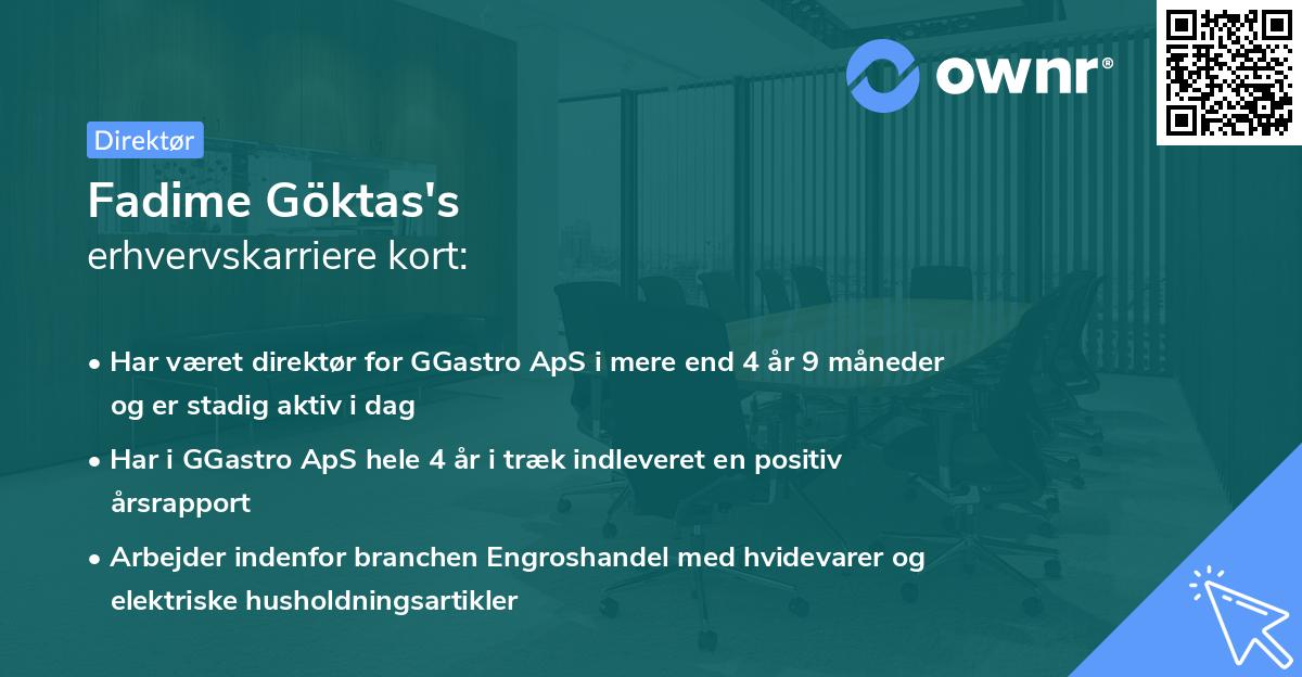 Fadime Göktas's erhvervskarriere kort