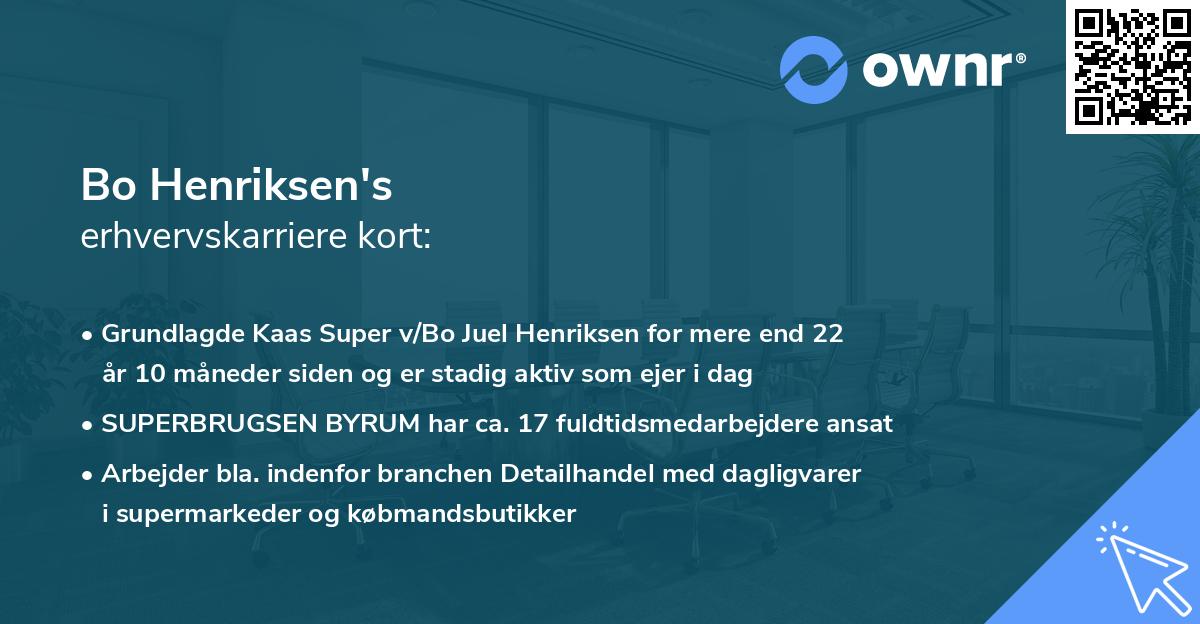 Bo Henriksen's erhvervskarriere kort