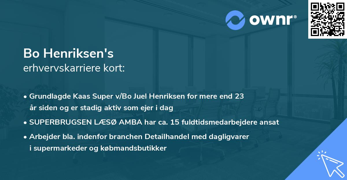 Bo Henriksen's erhvervskarriere kort