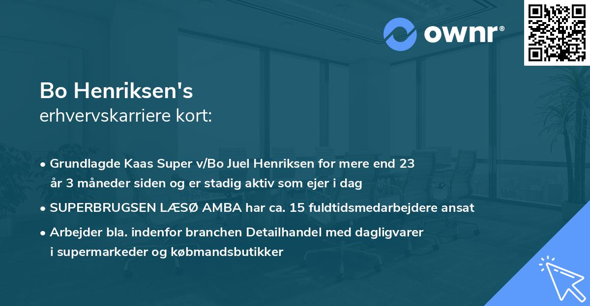 Bo Henriksen's erhvervskarriere kort
