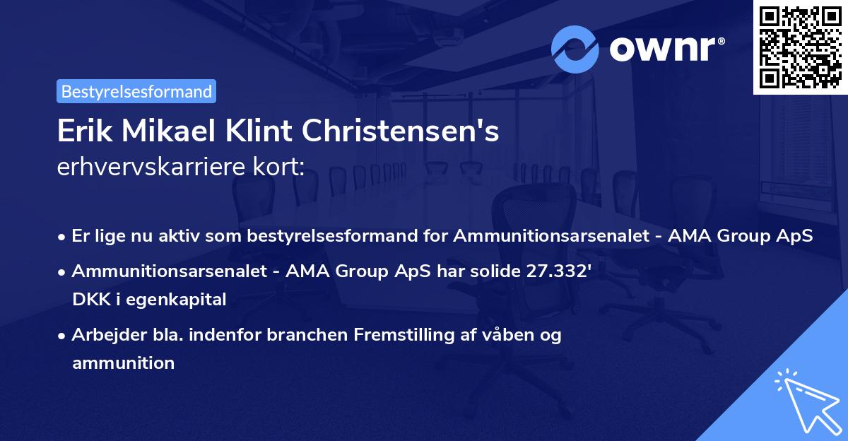 Erik Mikael Klint Christensen's erhvervskarriere kort