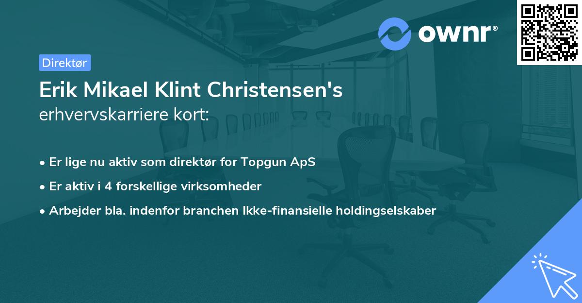 Erik Mikael Klint Christensen's erhvervskarriere kort