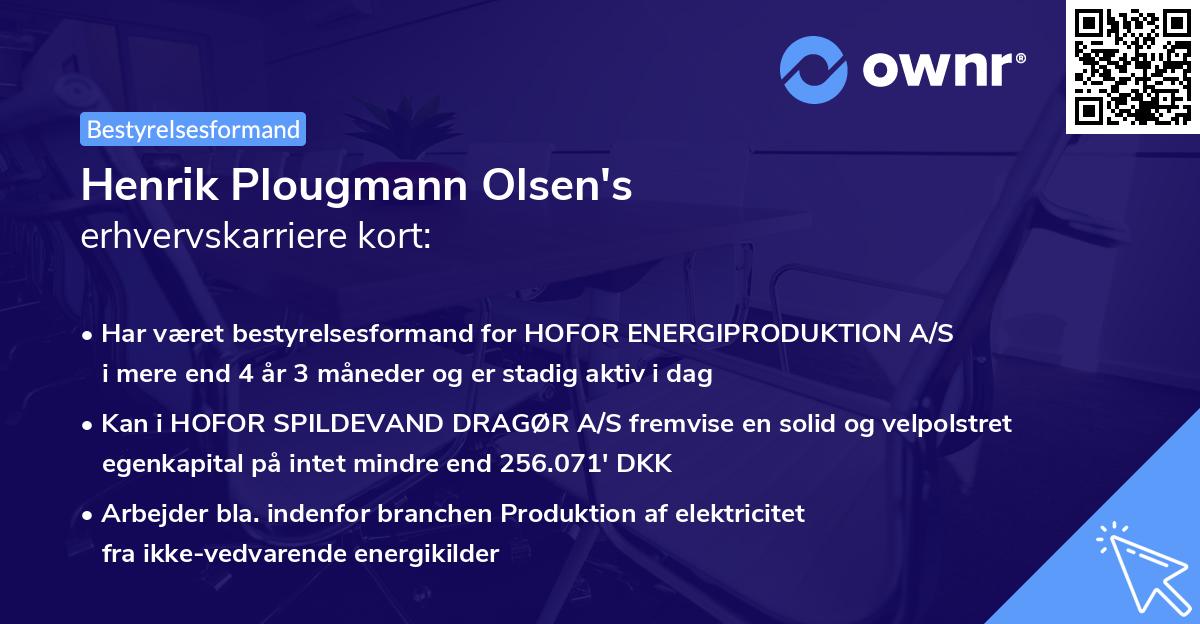 Henrik Plougmann Olsen's erhvervskarriere kort
