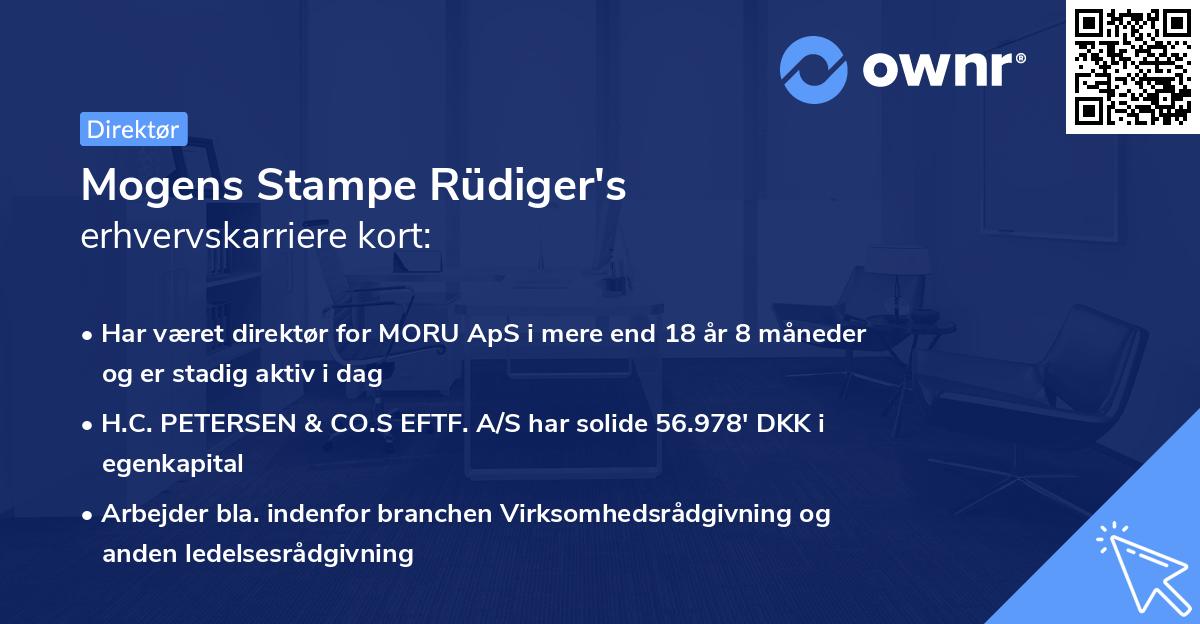 Mogens Stampe Rüdiger's erhvervskarriere kort