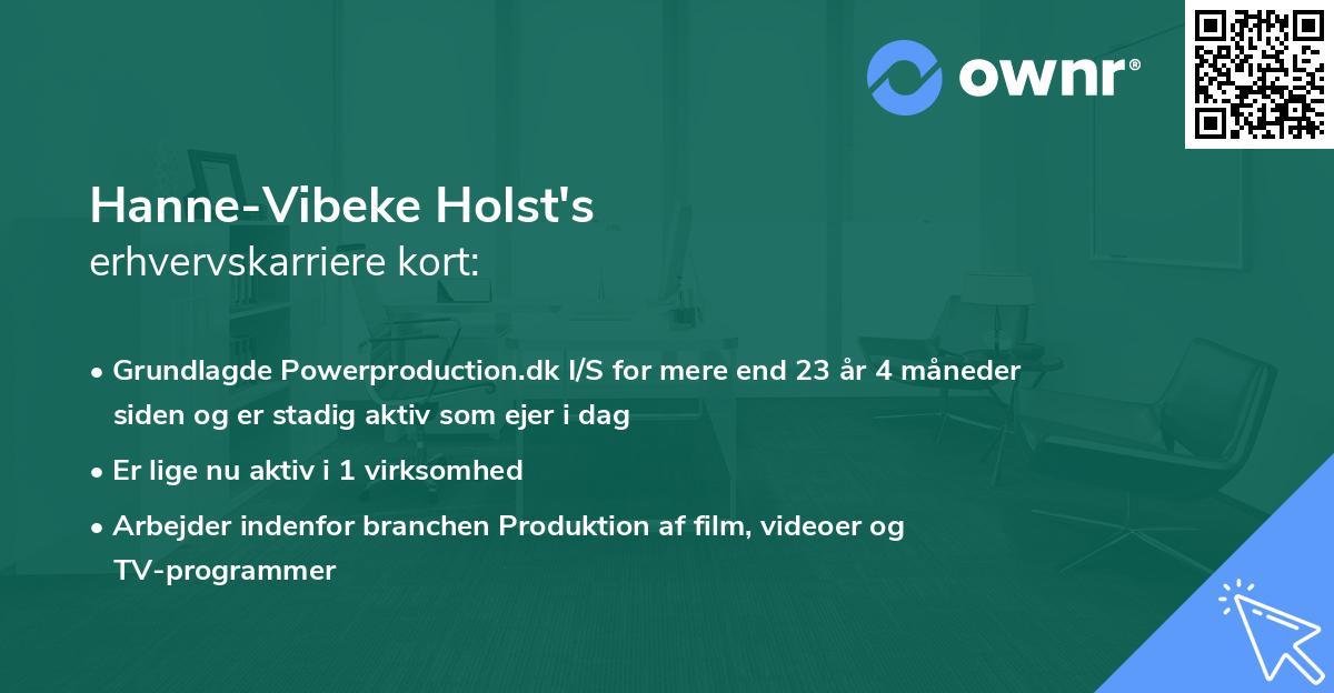 Hanne-Vibeke Holst's erhvervskarriere kort