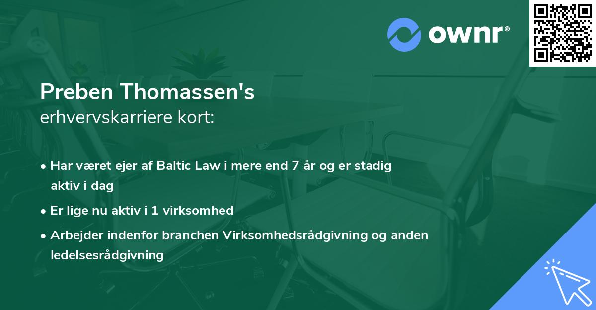 Preben Thomassen's erhvervskarriere kort