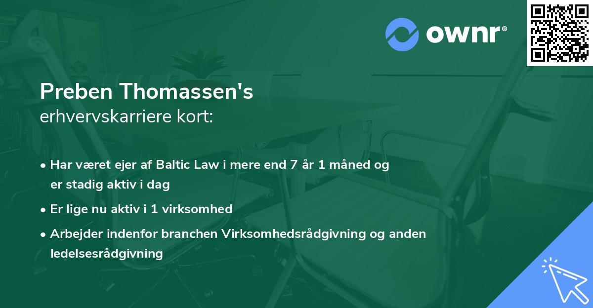 Preben Thomassen's erhvervskarriere kort