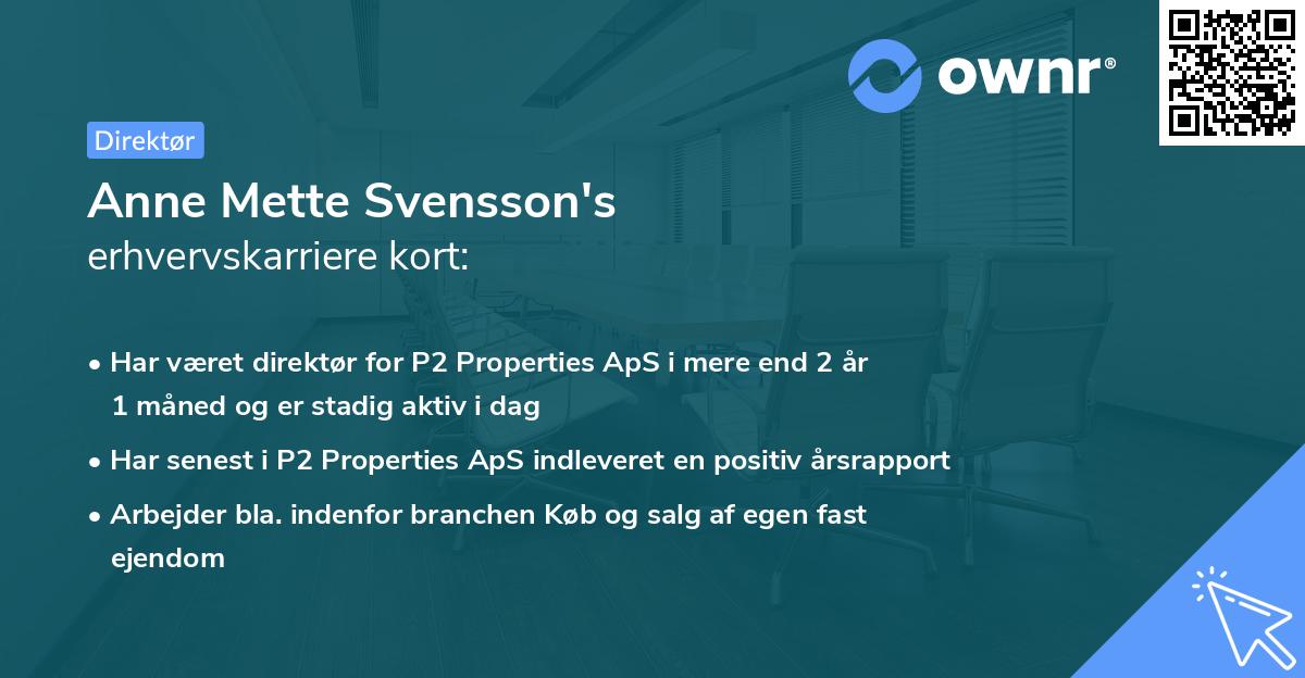 Anne Mette Svensson's erhvervskarriere kort
