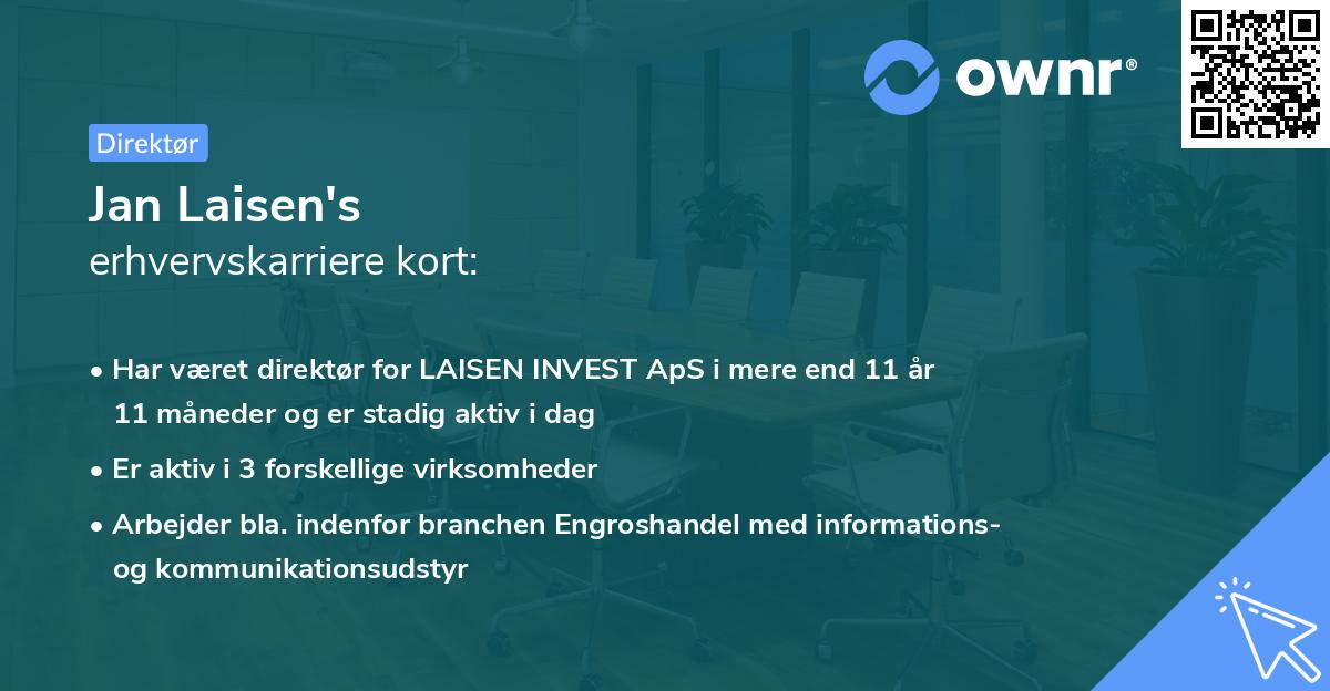 Jan Laisen's erhvervskarriere kort