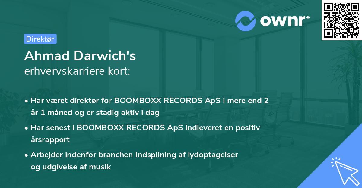 Ahmad Darwich's erhvervskarriere kort