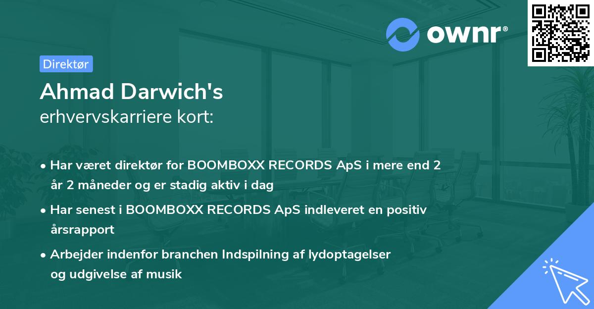 Ahmad Darwich's erhvervskarriere kort