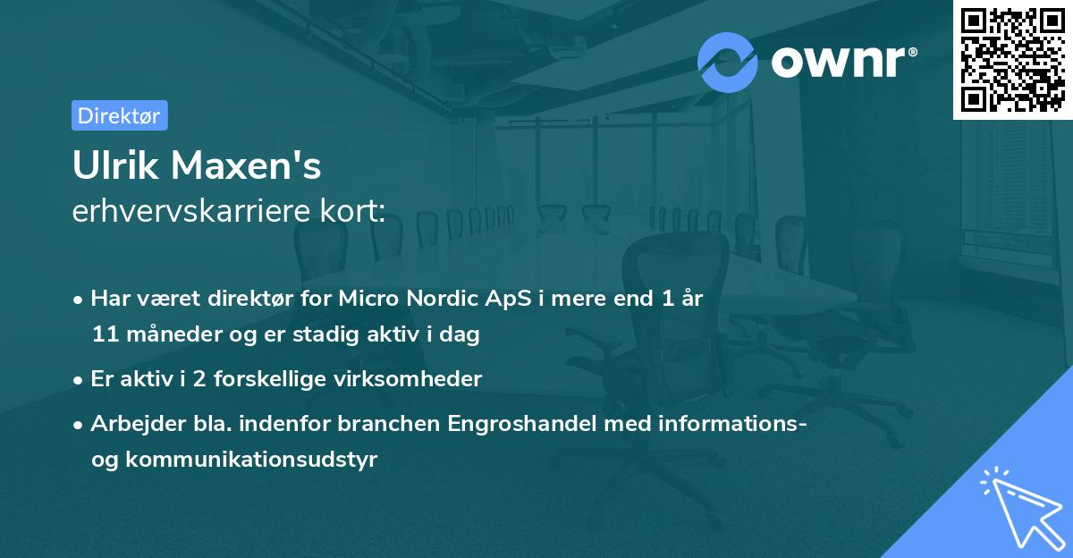 Ulrik Maxen's erhvervskarriere kort