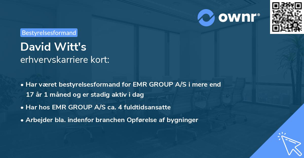 David Witt's erhvervskarriere kort