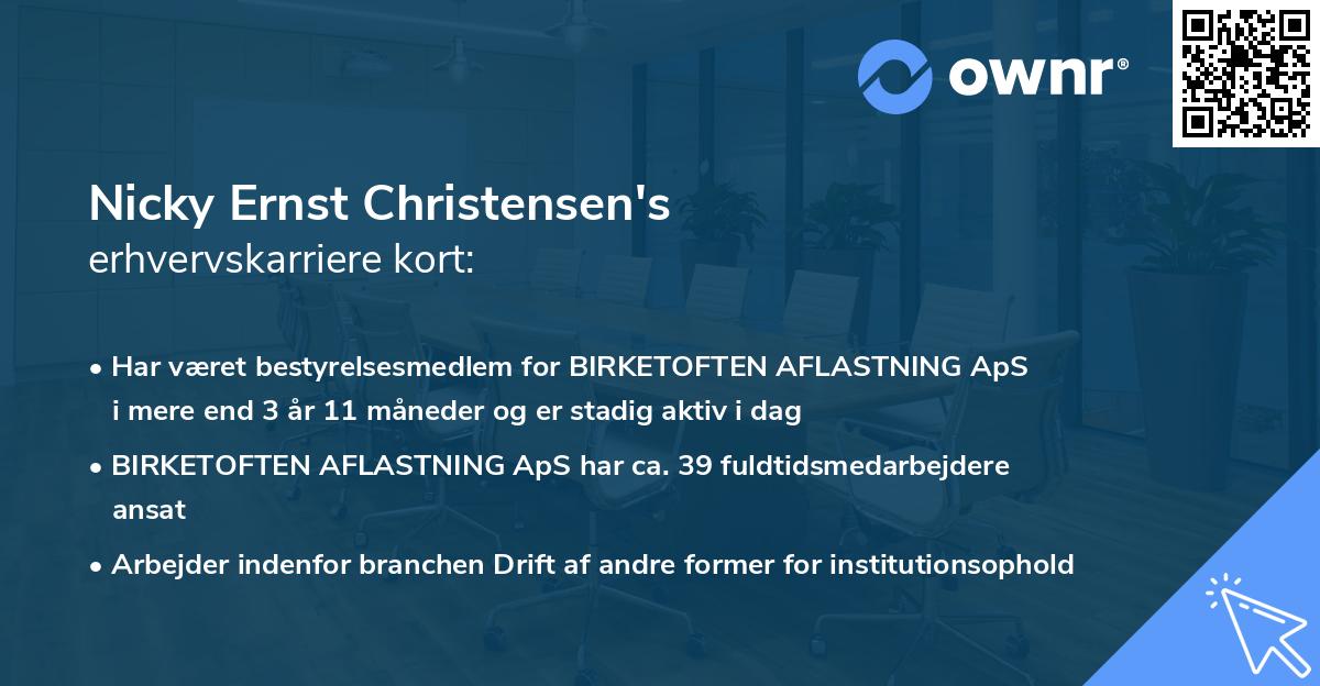 Nicky Ernst Christensen's erhvervskarriere kort