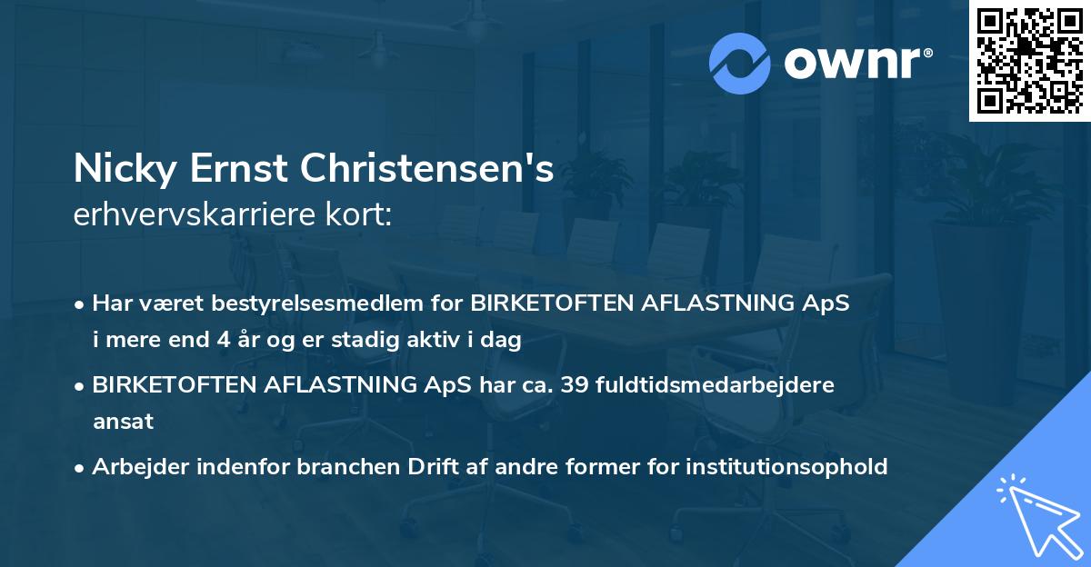 Nicky Ernst Christensen's erhvervskarriere kort
