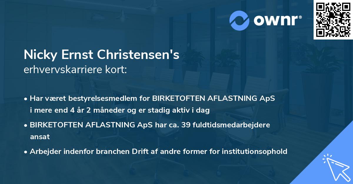 Nicky Ernst Christensen's erhvervskarriere kort