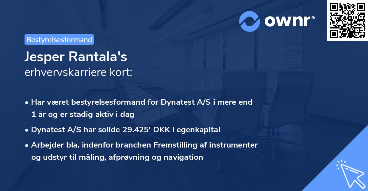 Jesper Rantala's erhvervskarriere kort