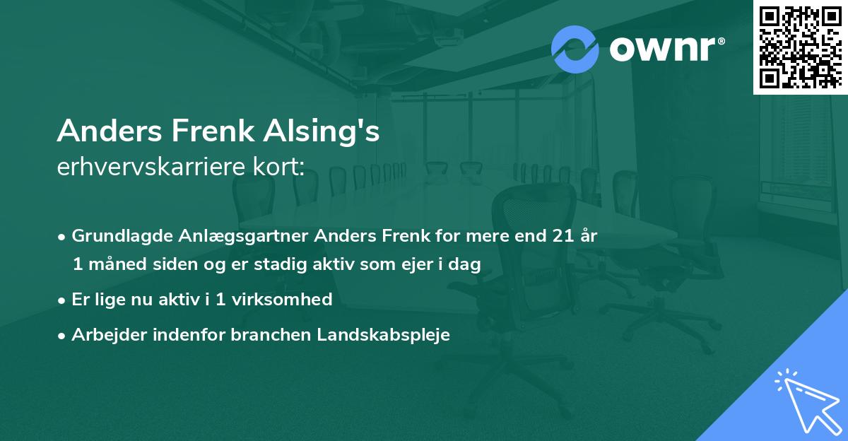 Anders Frenk Alsing's erhvervskarriere kort
