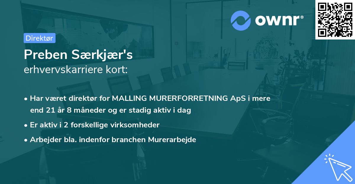 Preben Særkjær's erhvervskarriere kort