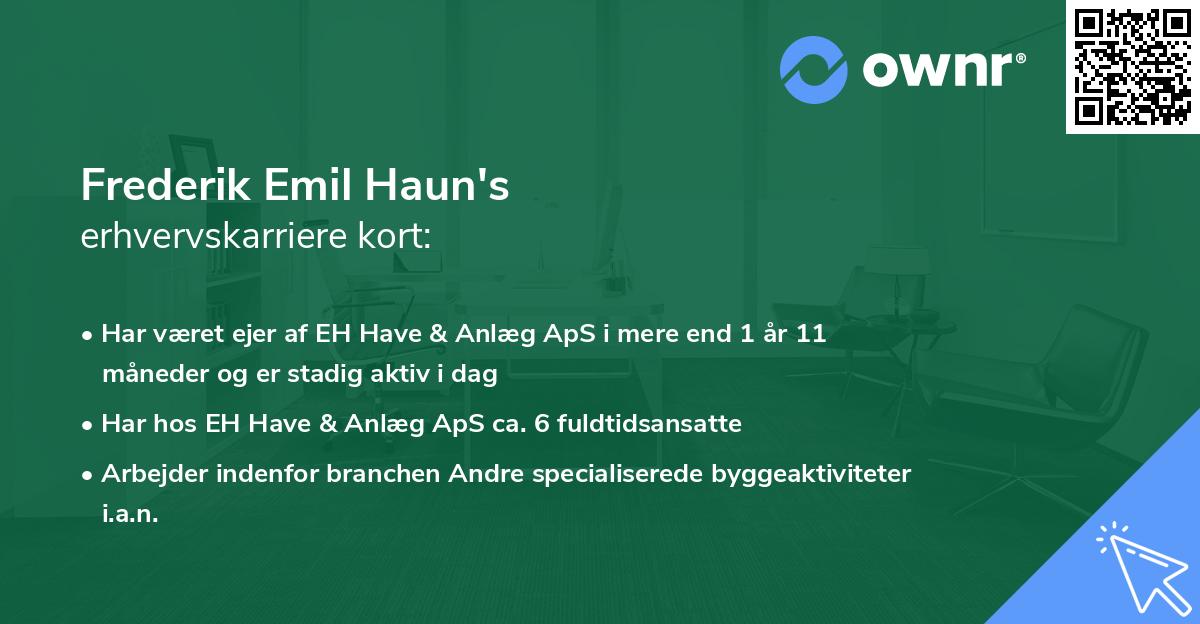 Frederik Emil Haun's erhvervskarriere kort