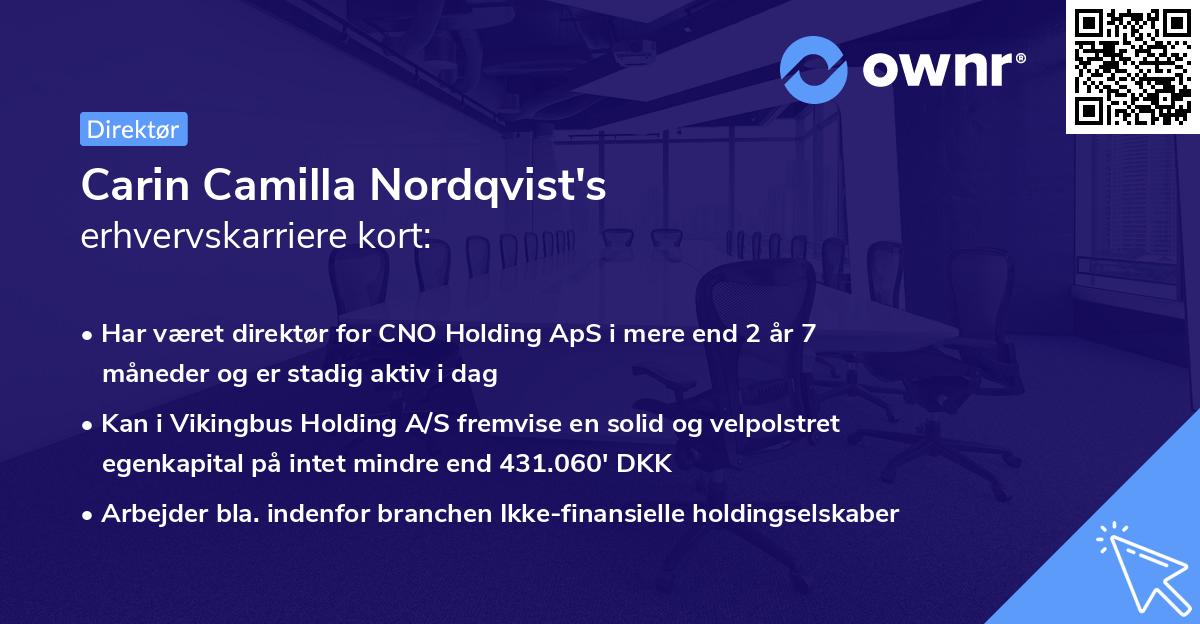 Carin Camilla Nordqvist's erhvervskarriere kort