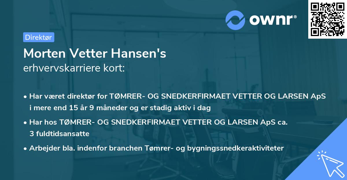 Morten Vetter Hansen's erhvervskarriere kort