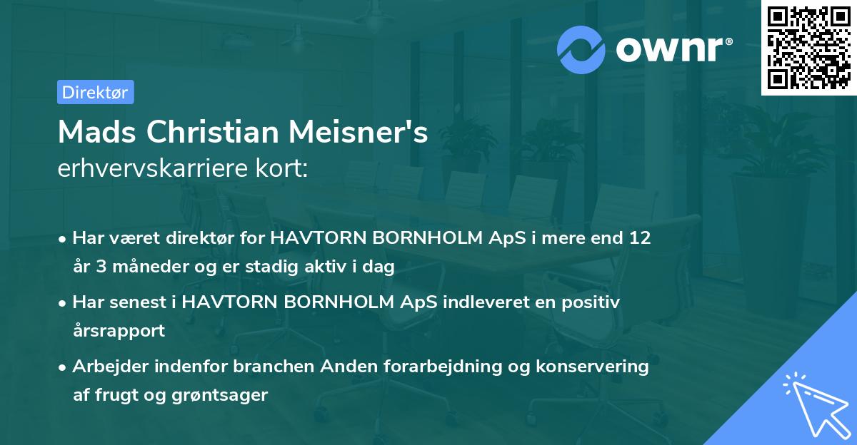 Mads Christian Meisner's erhvervskarriere kort