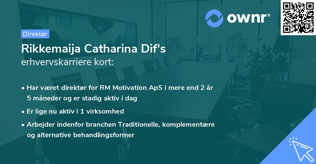 Rikkemaija Catharina Dif's erhvervskarriere kort