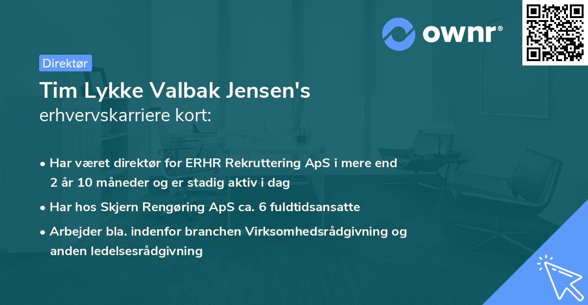 Tim Lykke Valbak Jensen's erhvervskarriere kort