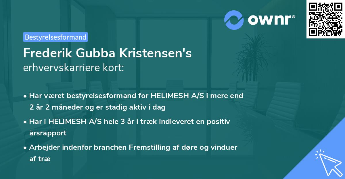 Frederik Gubba Kristensen's erhvervskarriere kort